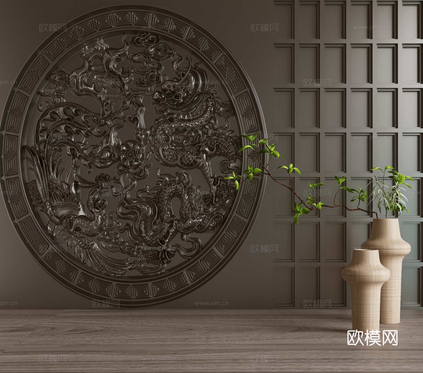 现代背景墙3d模型下载