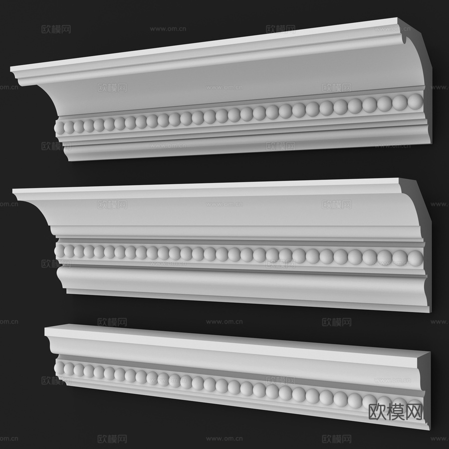 带装饰线脚的檐口，预制件，180号，编号3d模型