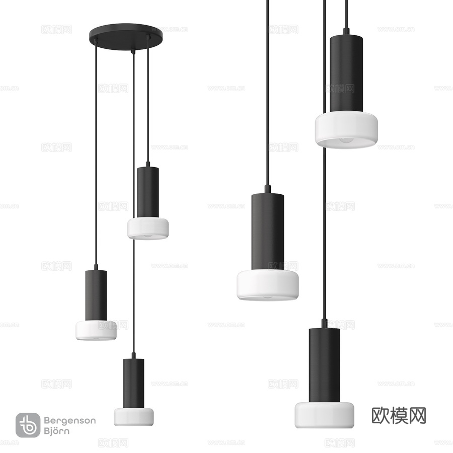 蘑菇瀑布吊灯，直径15x25厘米，三盏灯罩3d模型下载