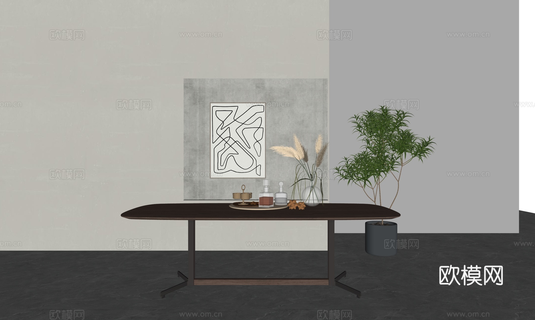 现代饰品摆件组合端景柜su模型