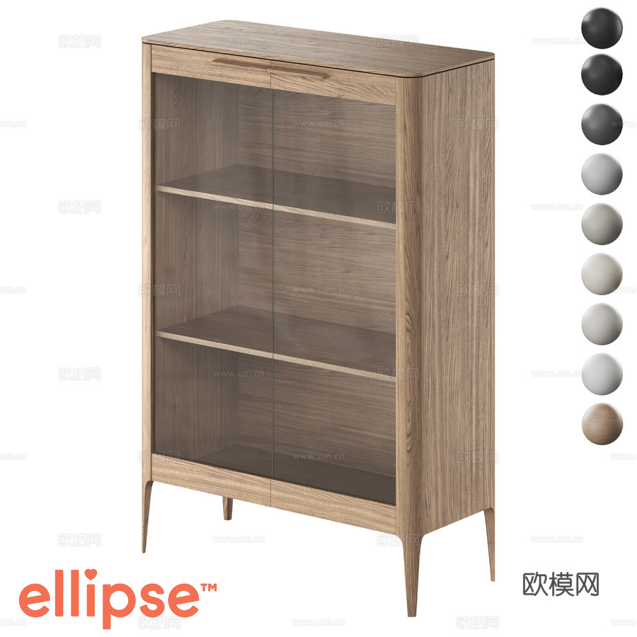 OM展示柜 橡木玻璃款 高150厘米3d模型下载