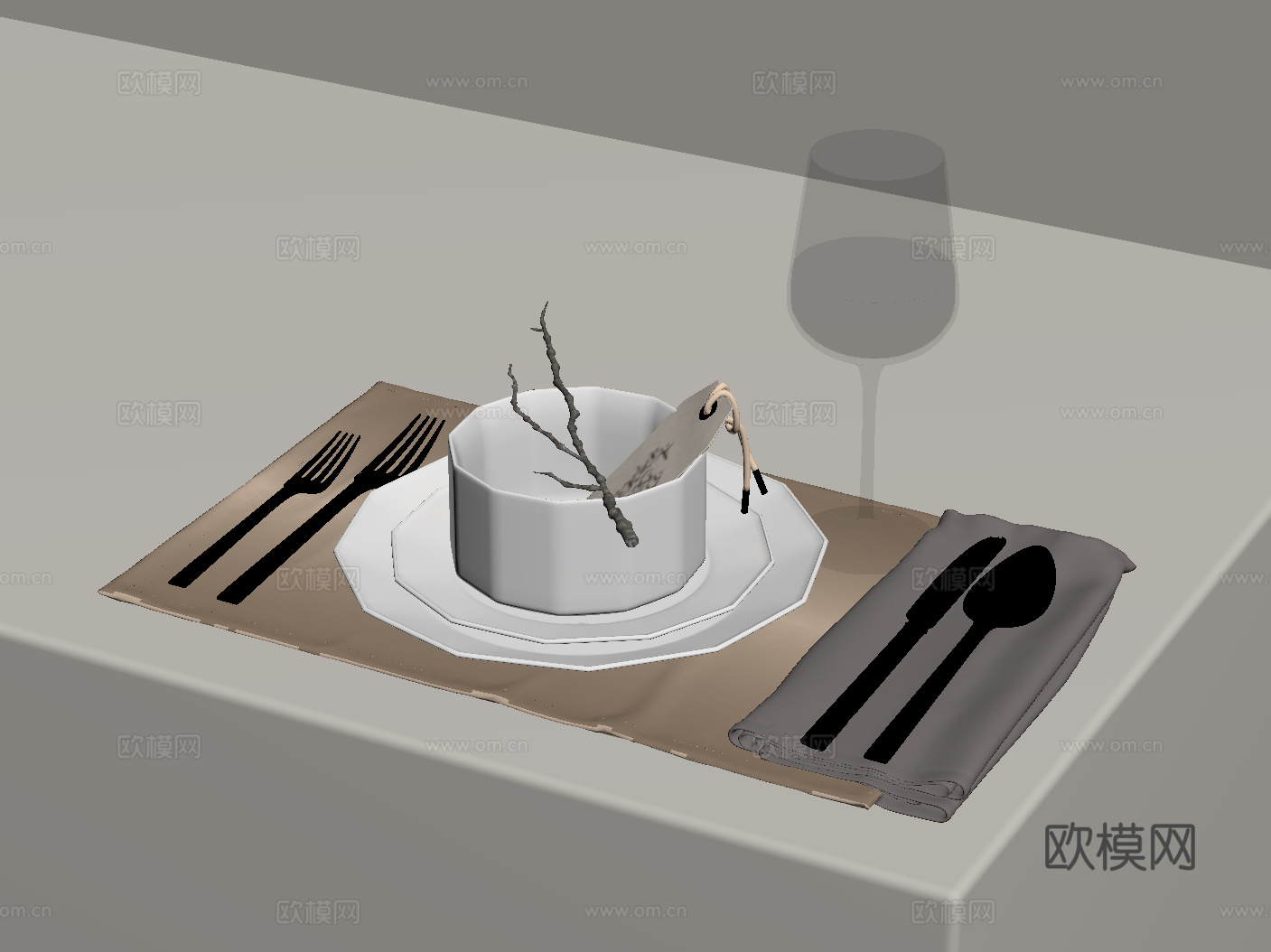 现代餐具su模型