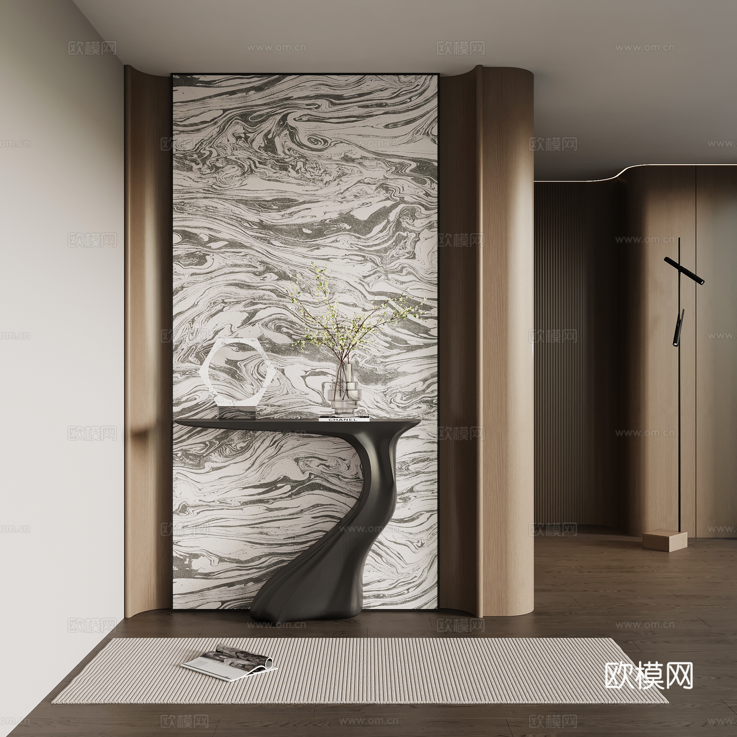 现代意式玄关 端景台 隔断su模型