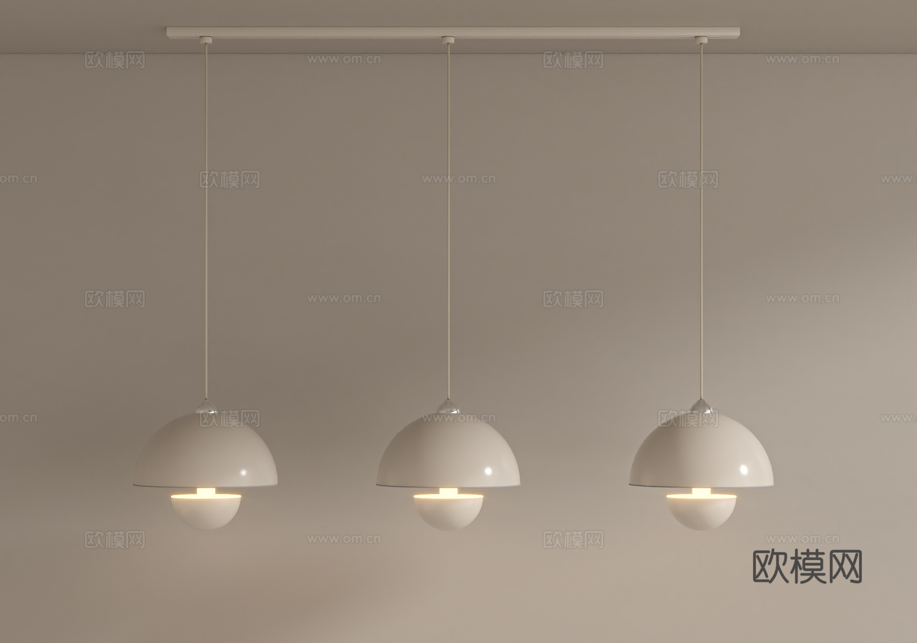 现代奶油餐厅吊灯su模型