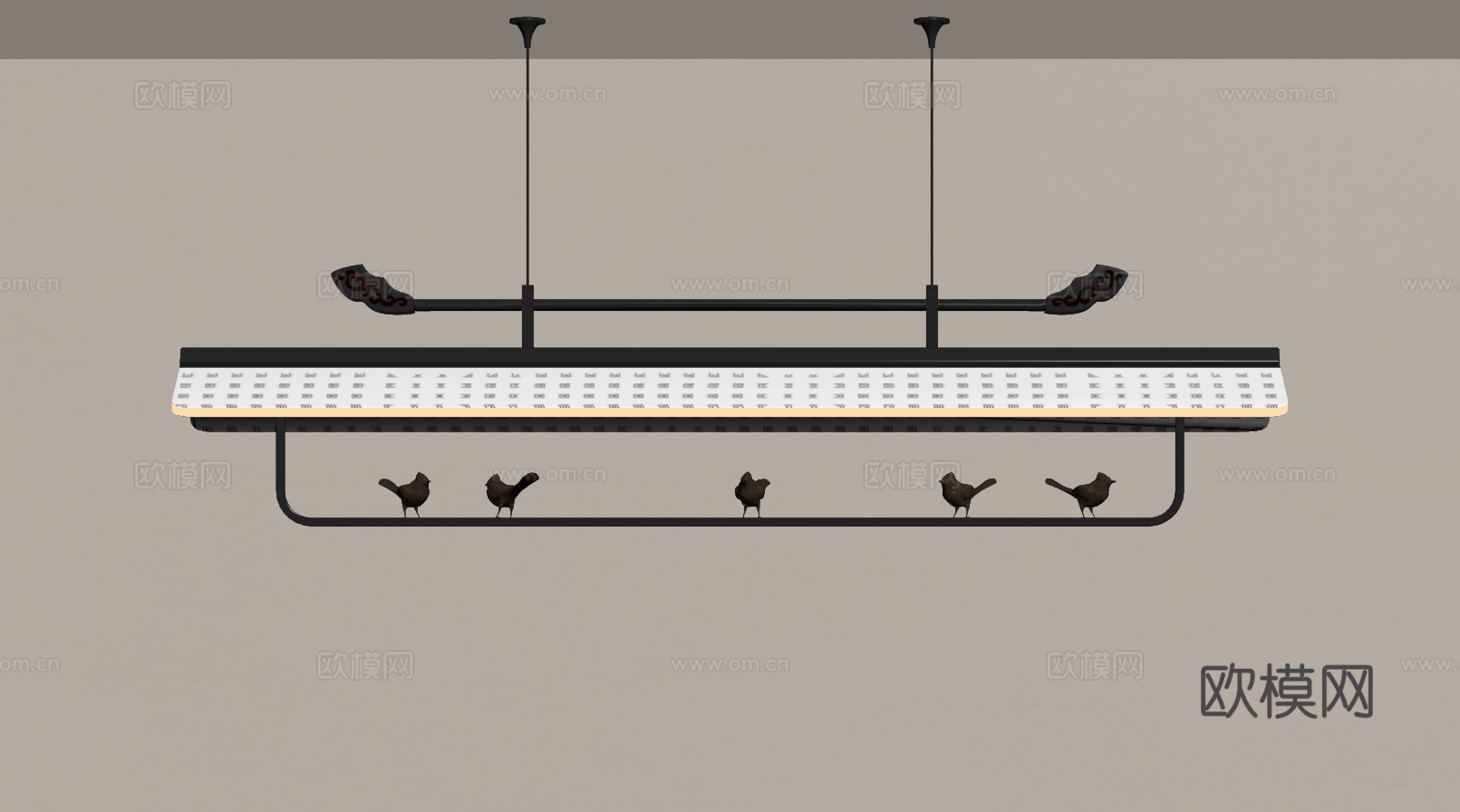 新中式餐厅吊灯 茶桌吊灯su模型