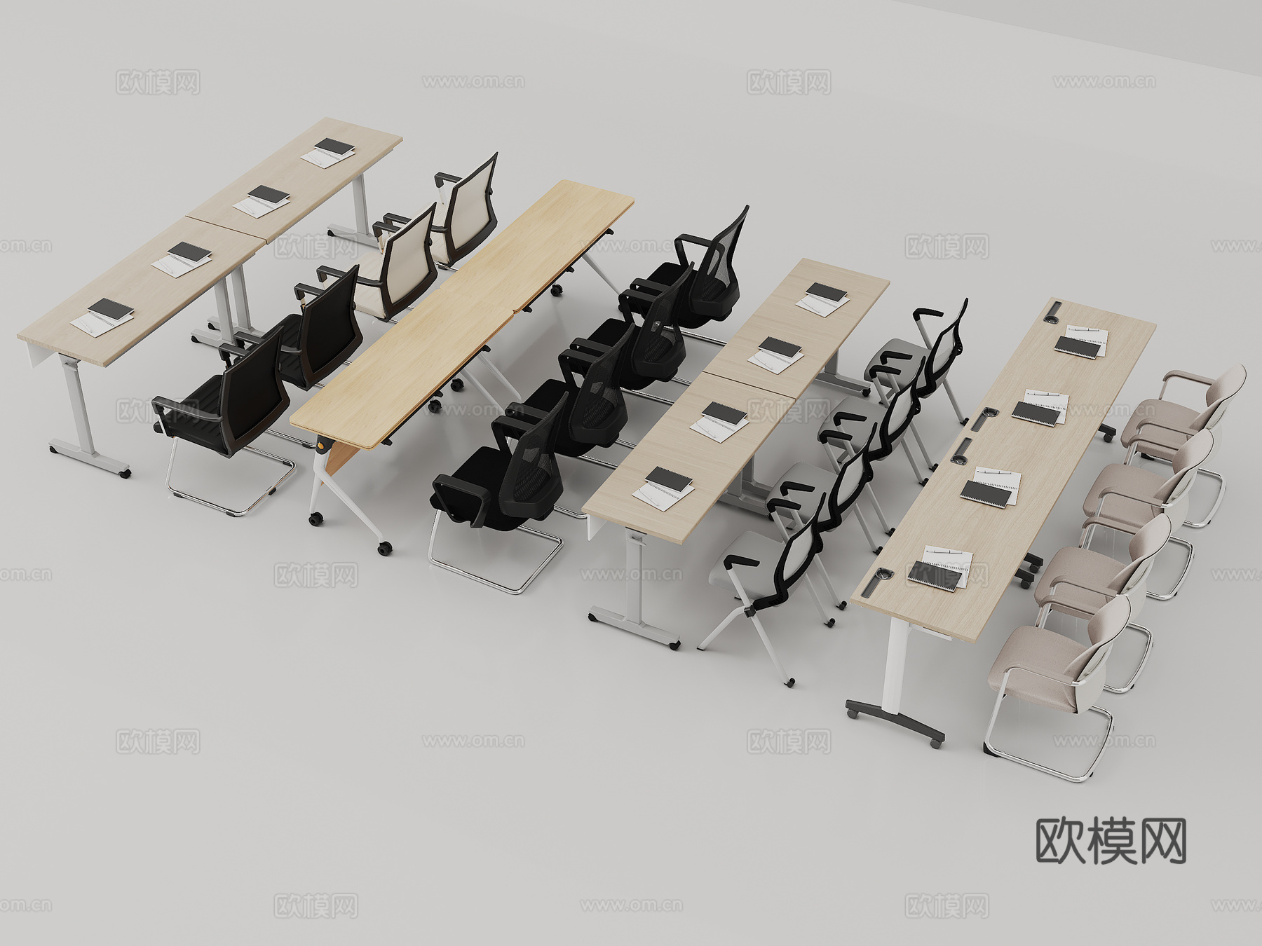 培训桌椅 课桌椅  会议桌椅 折叠培训桌椅 书桌椅3d模型3d模型下载