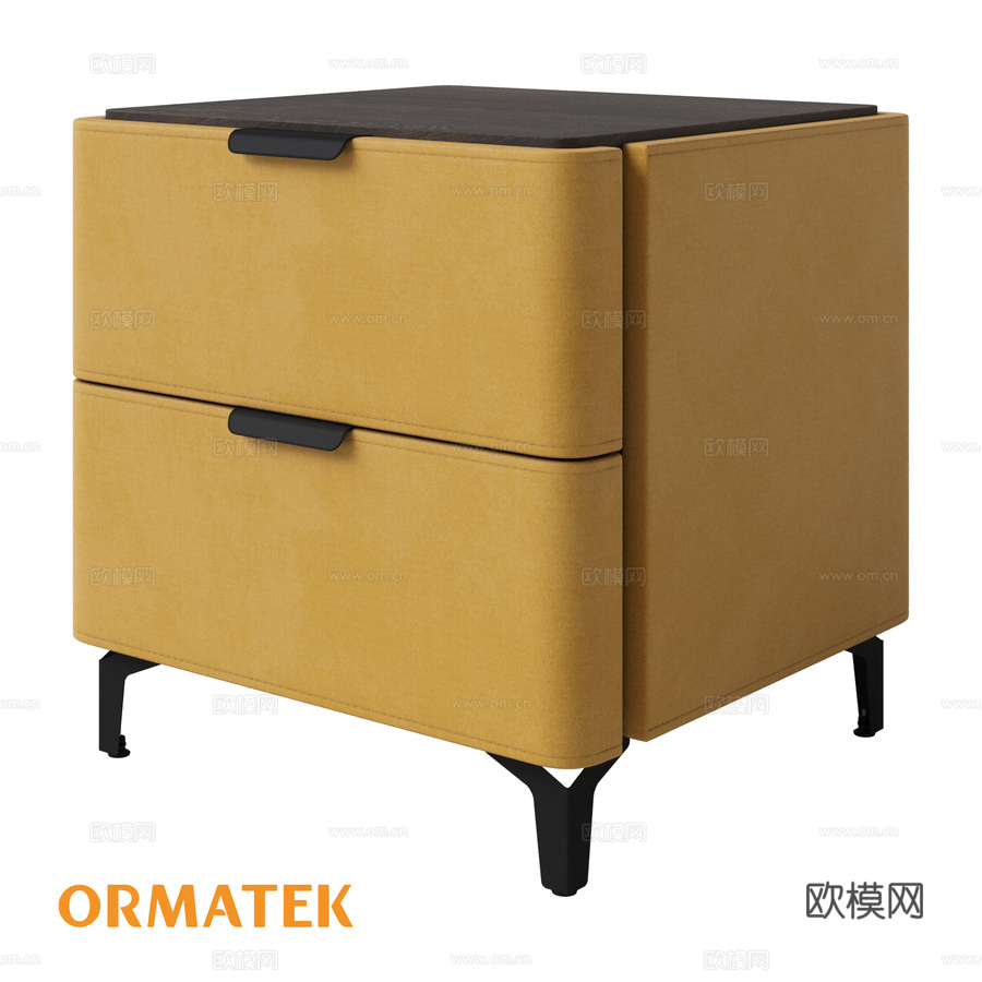 大都会床头柜（2抽屉）3d模型下载