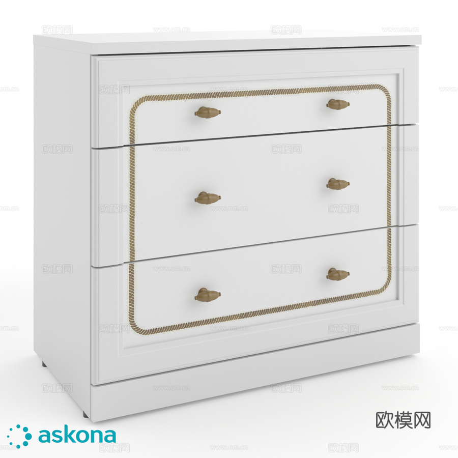 三抽屉三门柜 瑞奇3d模型下载