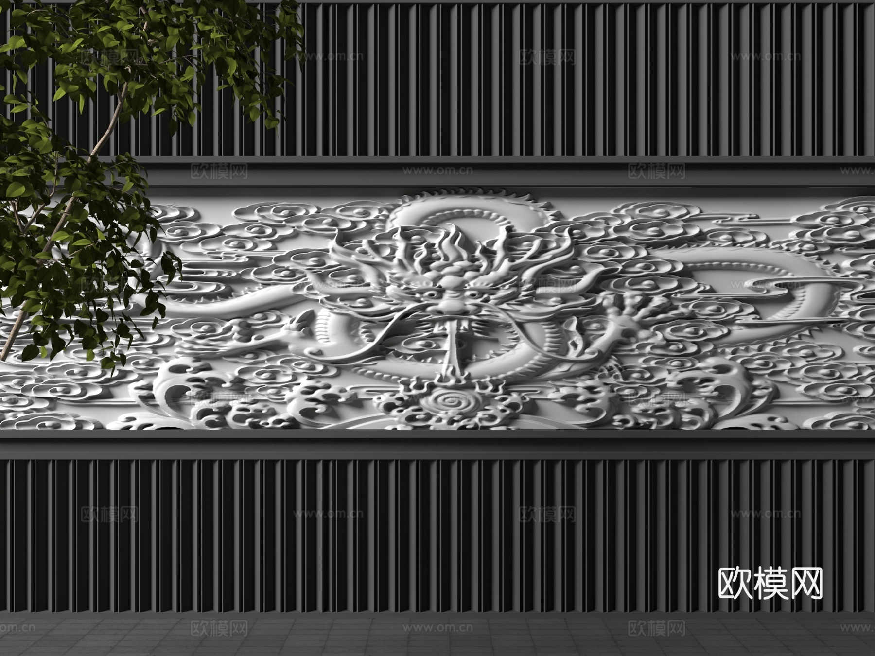 现代背景墙3d模型下载