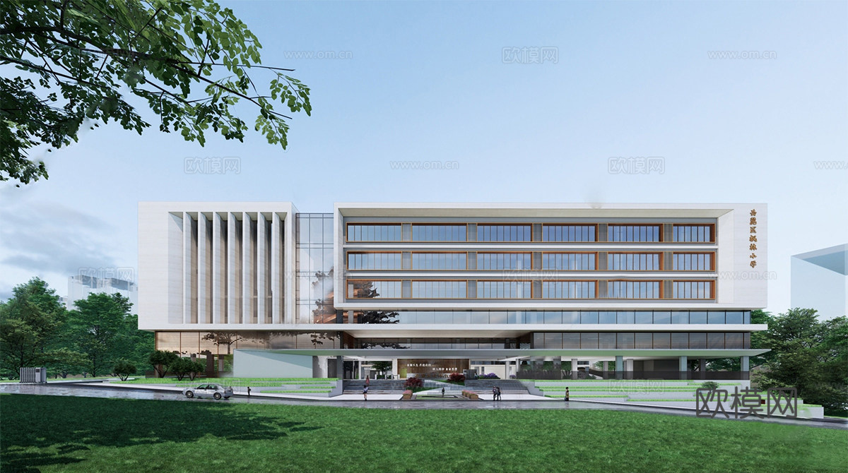 现代学校建筑  中小学建筑 教学楼建筑su模型