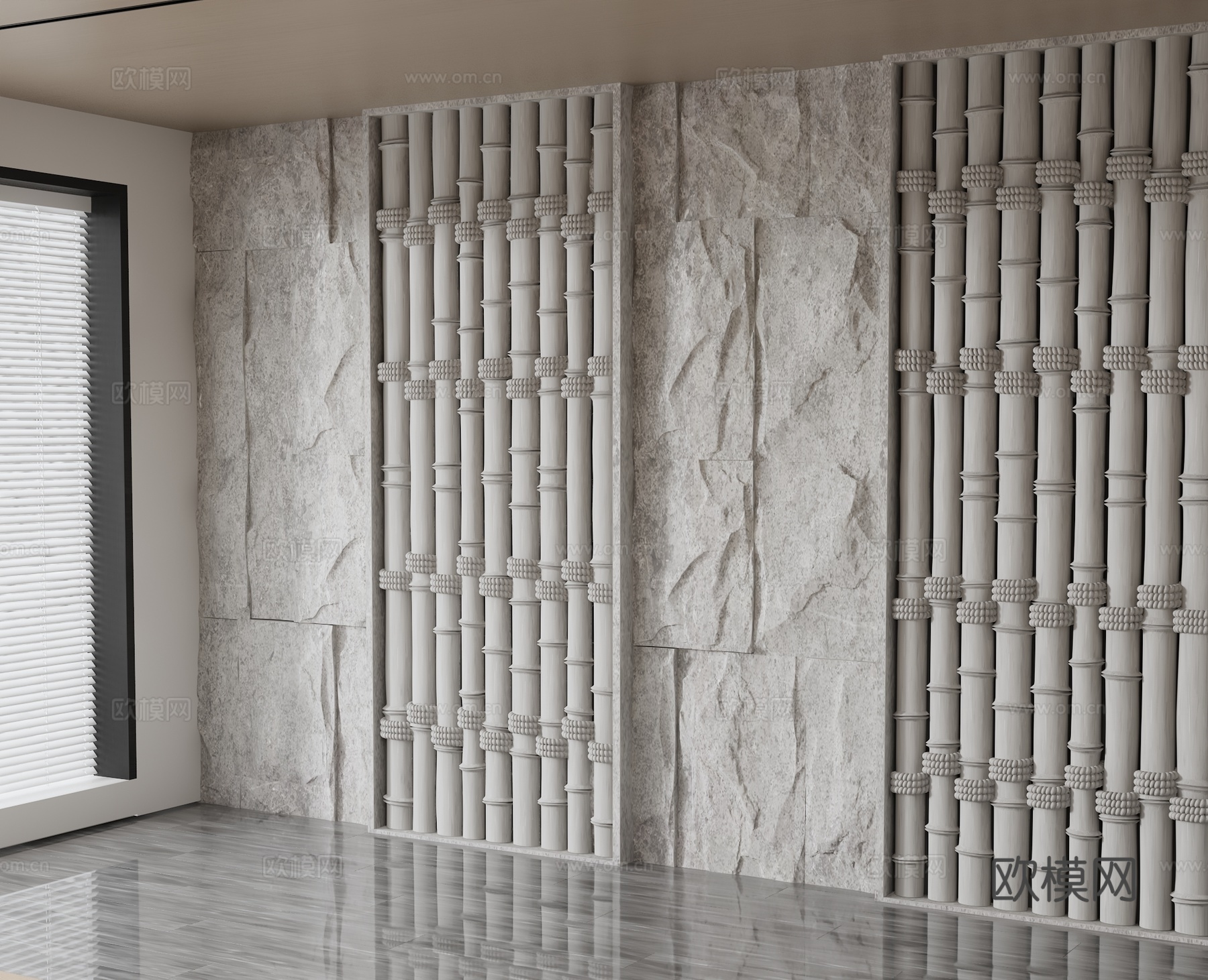 现代背景墙3d模型下载