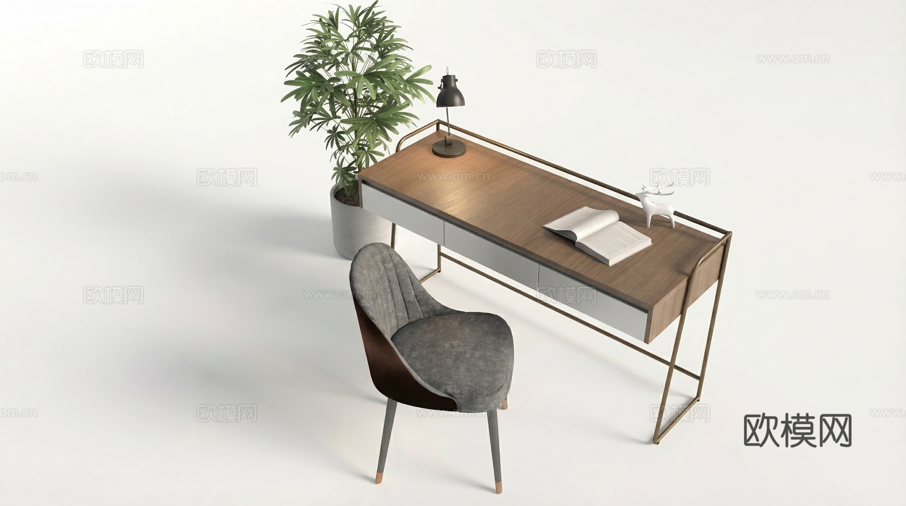 现代书桌椅组合su模型
