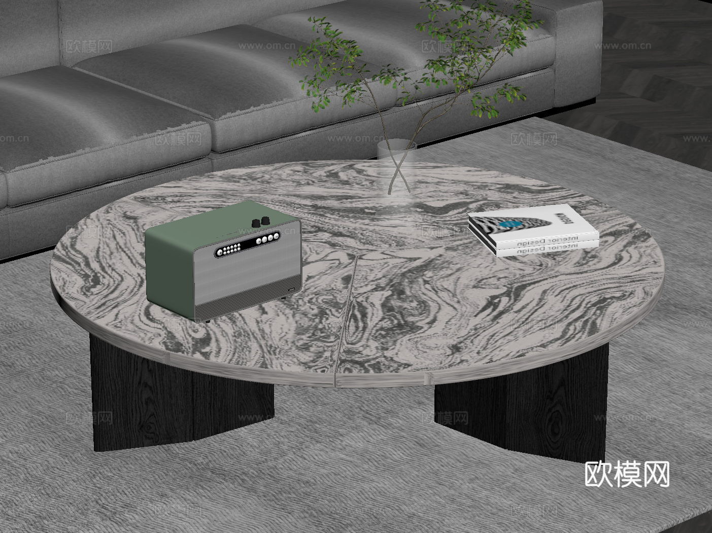 现代意式茶几su模型