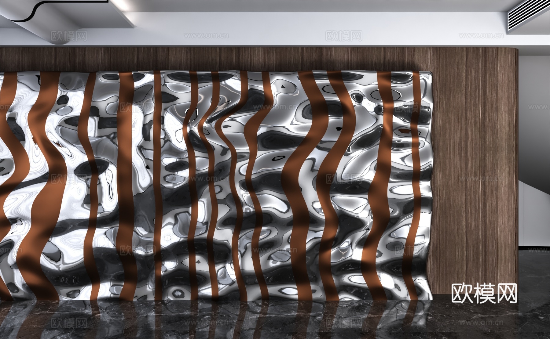 现代背景墙3d模型下载