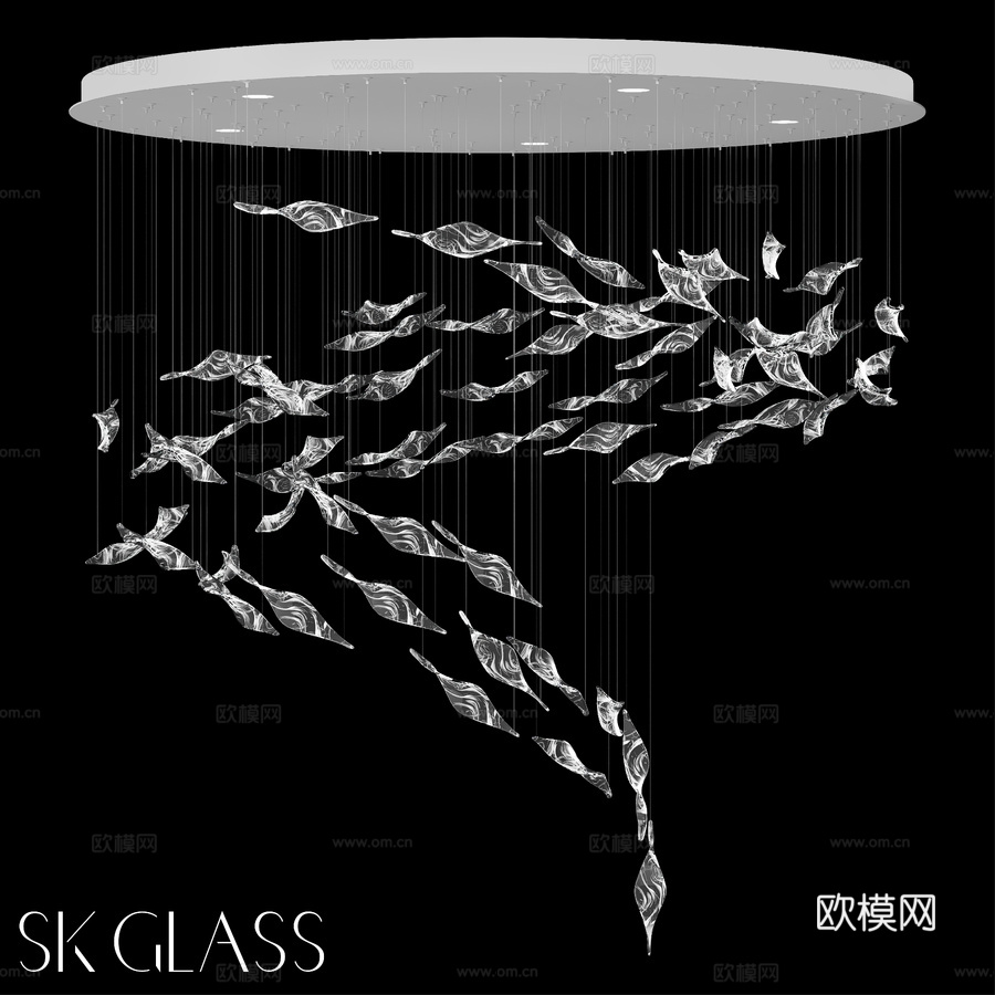 Verde SK-GLASS®六十五盏吊灯装置3d模型下载