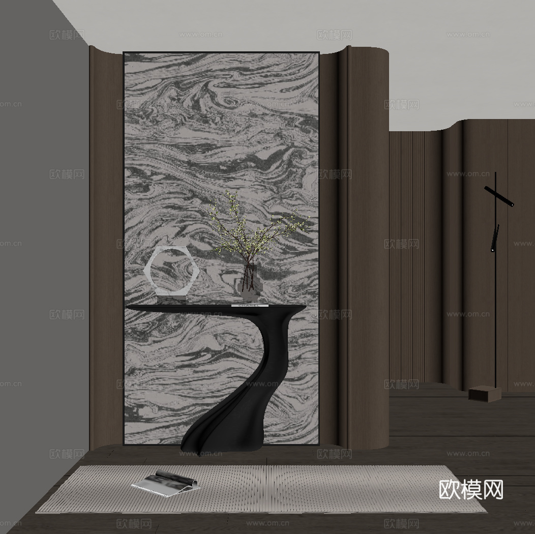 现代意式玄关 端景台 隔断su模型