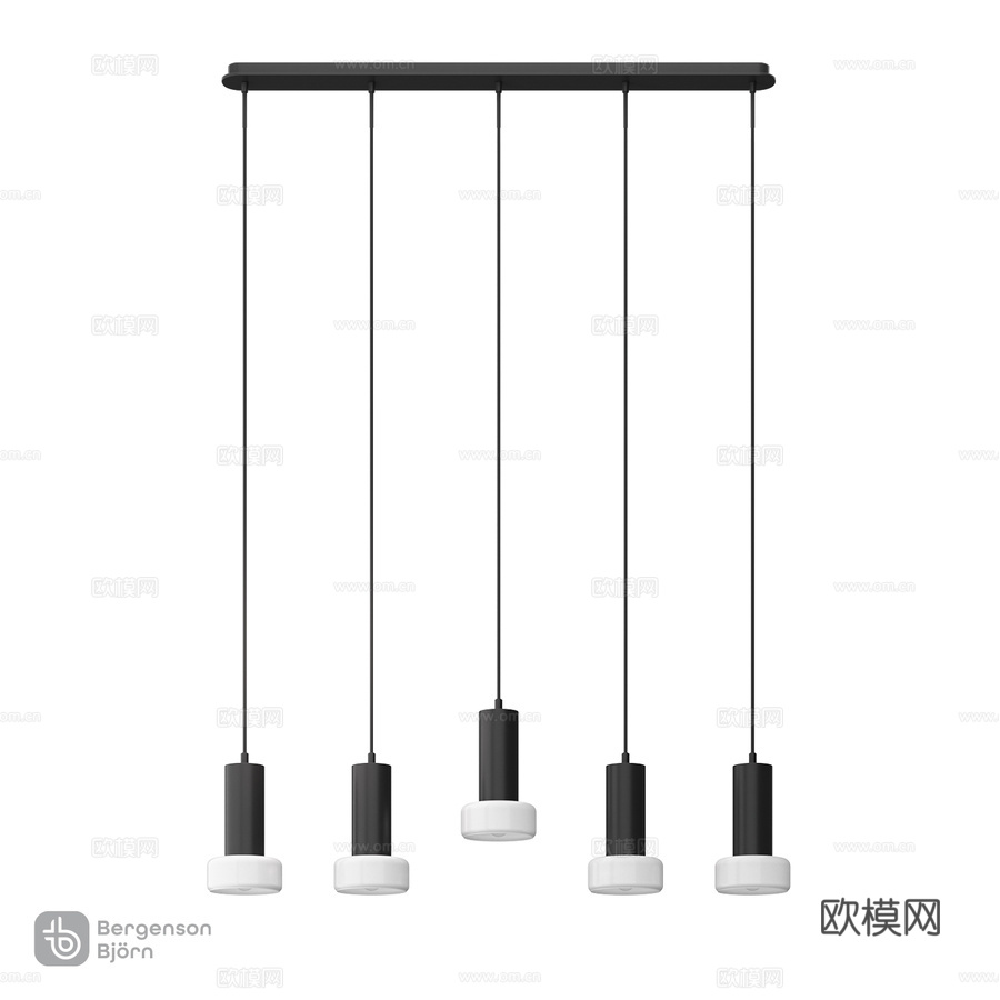 菌菇层叠吊灯，直径15x25厘米，5盏灯罩3d模型下载