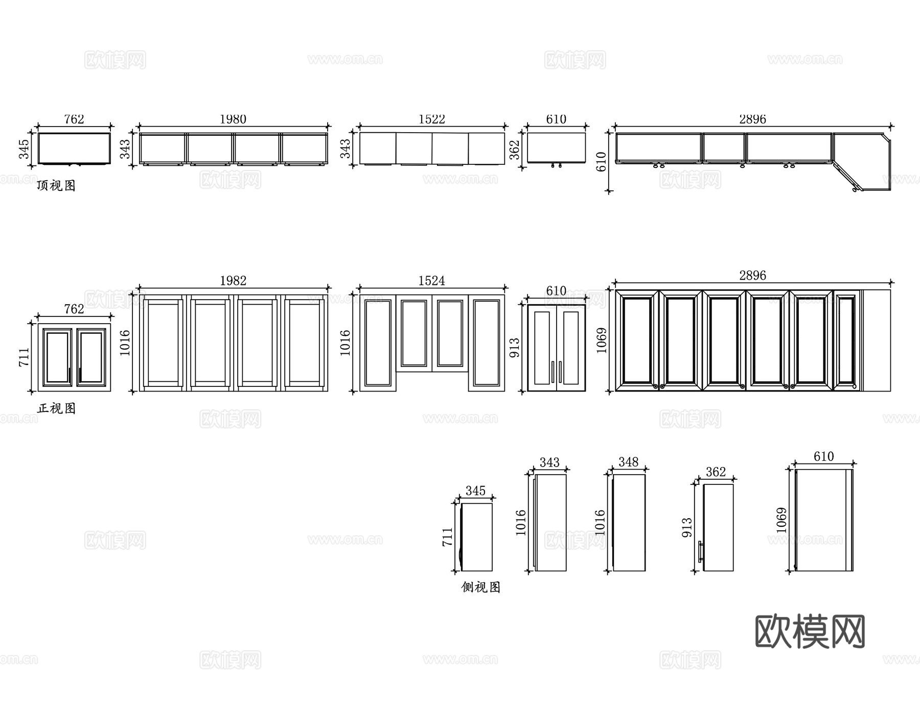 欧式吊柜 欧式厨柜吊柜 欧式厨房吊柜 欧式壁柜 欧式上柜cad施工图
