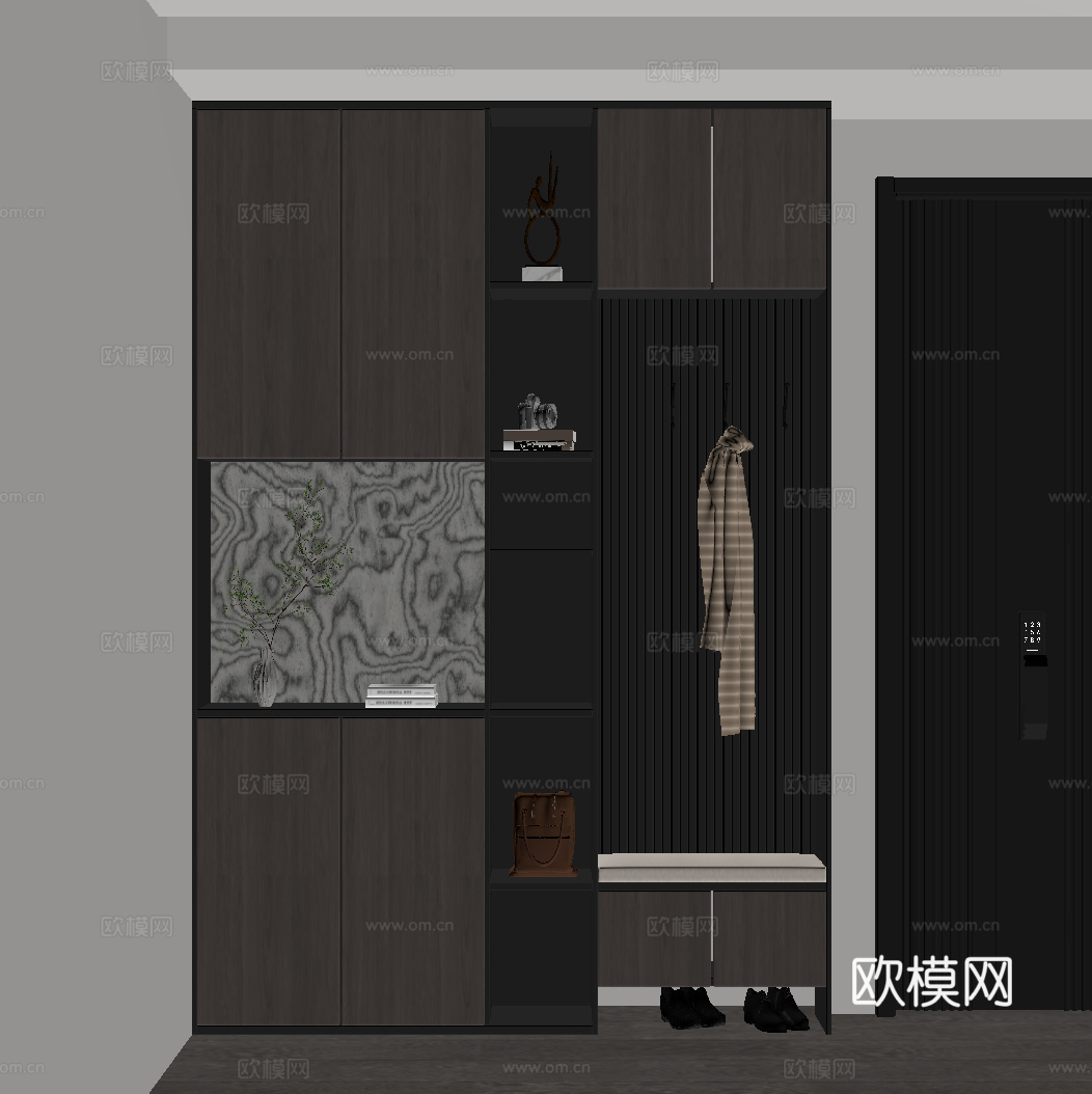 现代意式鞋柜 玄关柜su模型