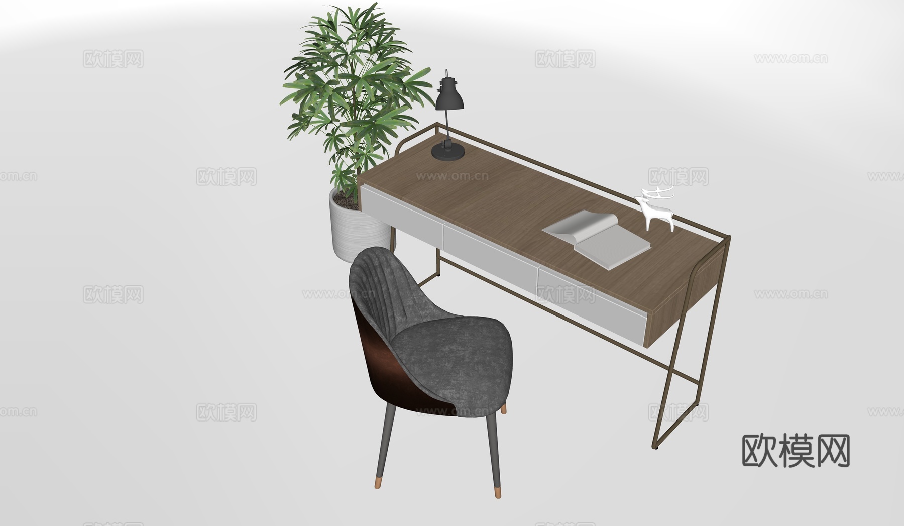 现代书桌椅组合su模型