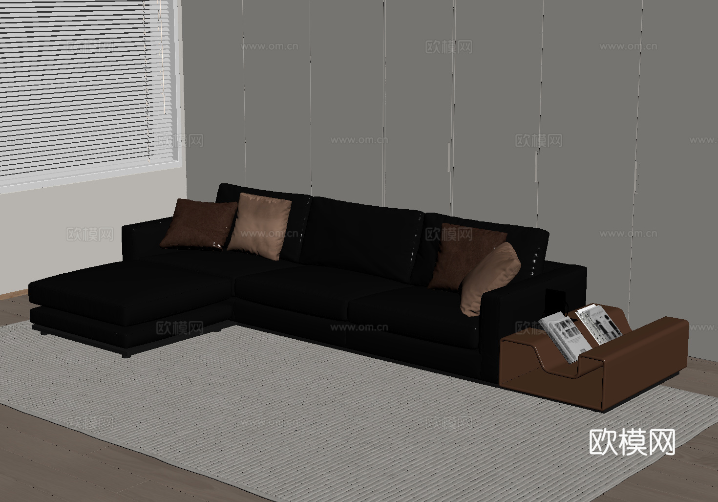 现代意式沙发 多人沙发 三人沙发su模型