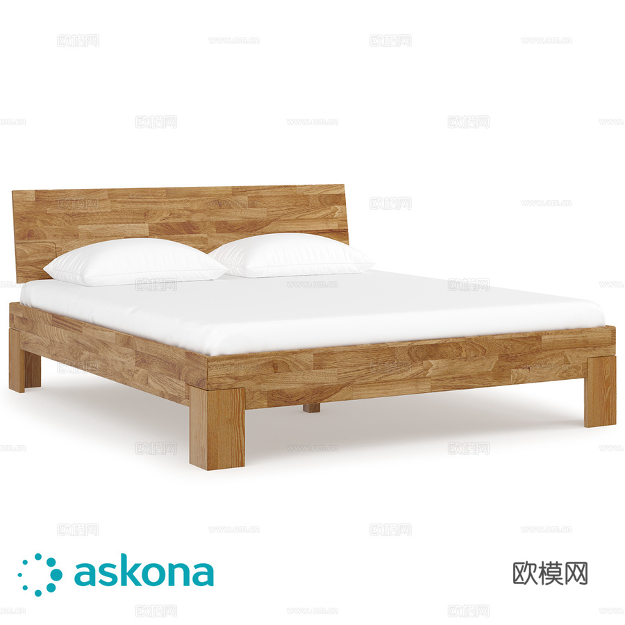 莎拉橡木床3d模型下载