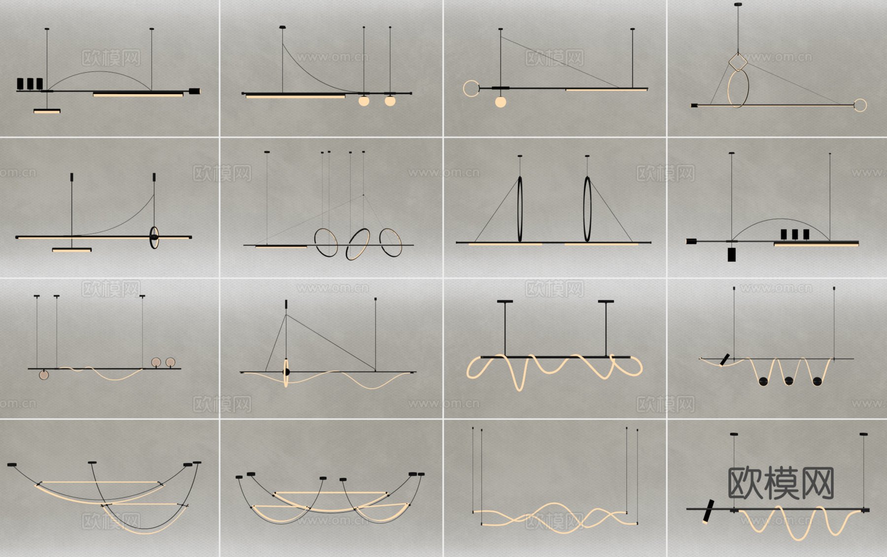 现代吊灯组合su模型