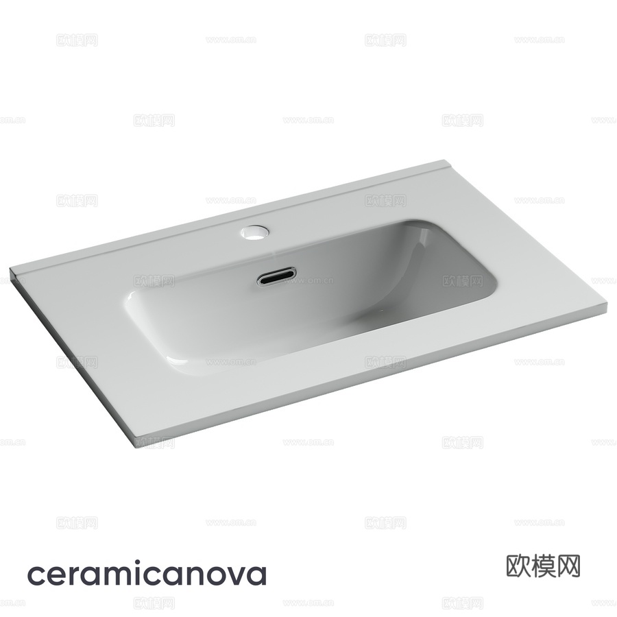 OM紧凑型台面水槽，610x395x170厘米，白色，3d模型
