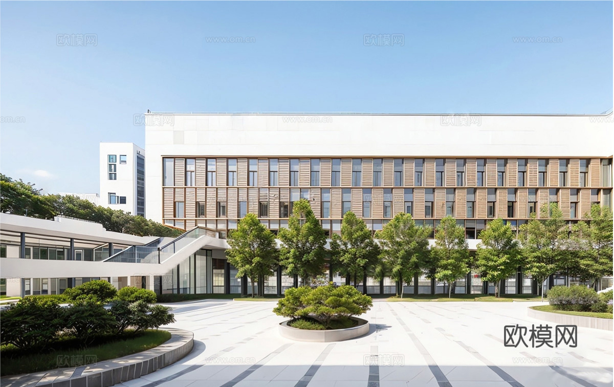 现代学校建筑  中小学建筑 学校鸟瞰图 艺术培训学校su模型