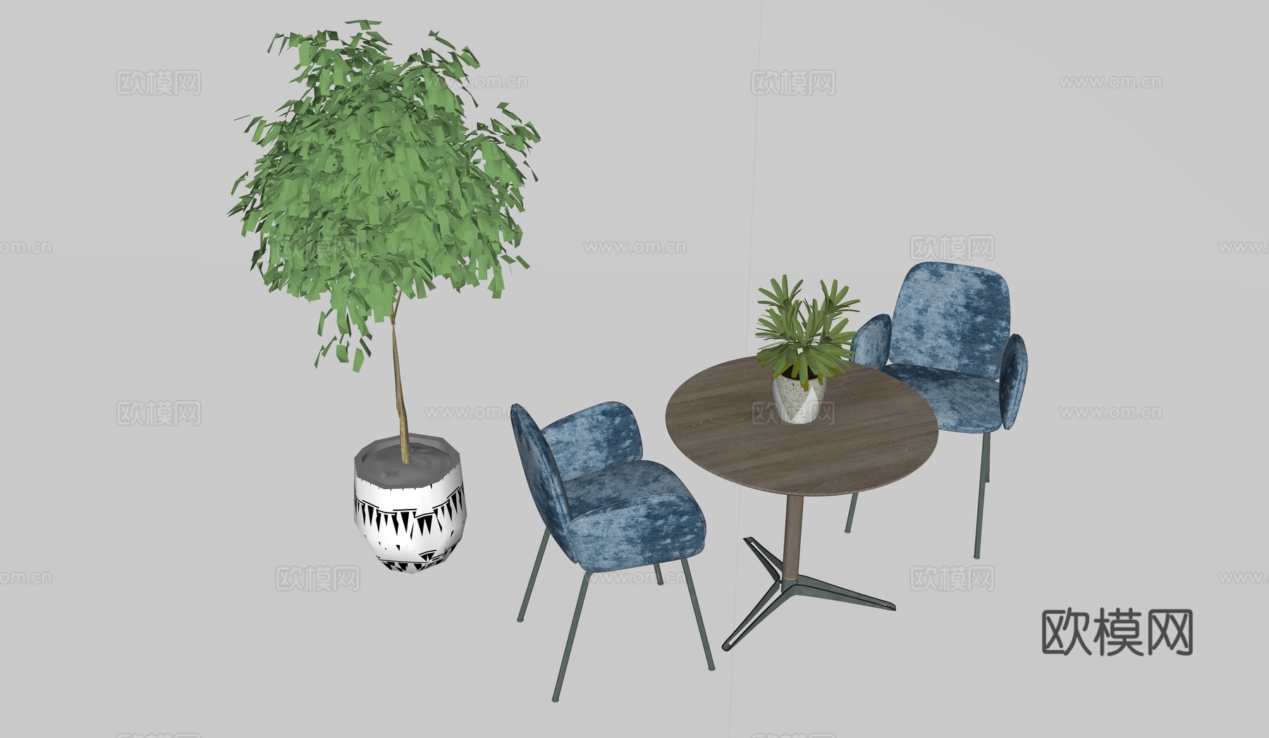 现代休闲桌椅_餐椅_餐桌_圆桌_摆件_休闲椅子su模型