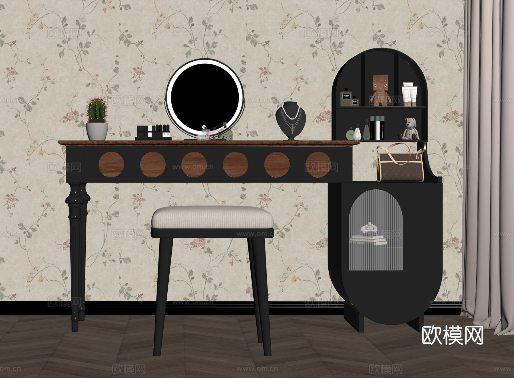 法式中古梳妆台su模型