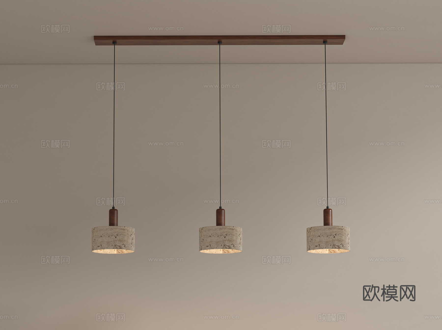 侘寂中古餐厅吊灯su模型