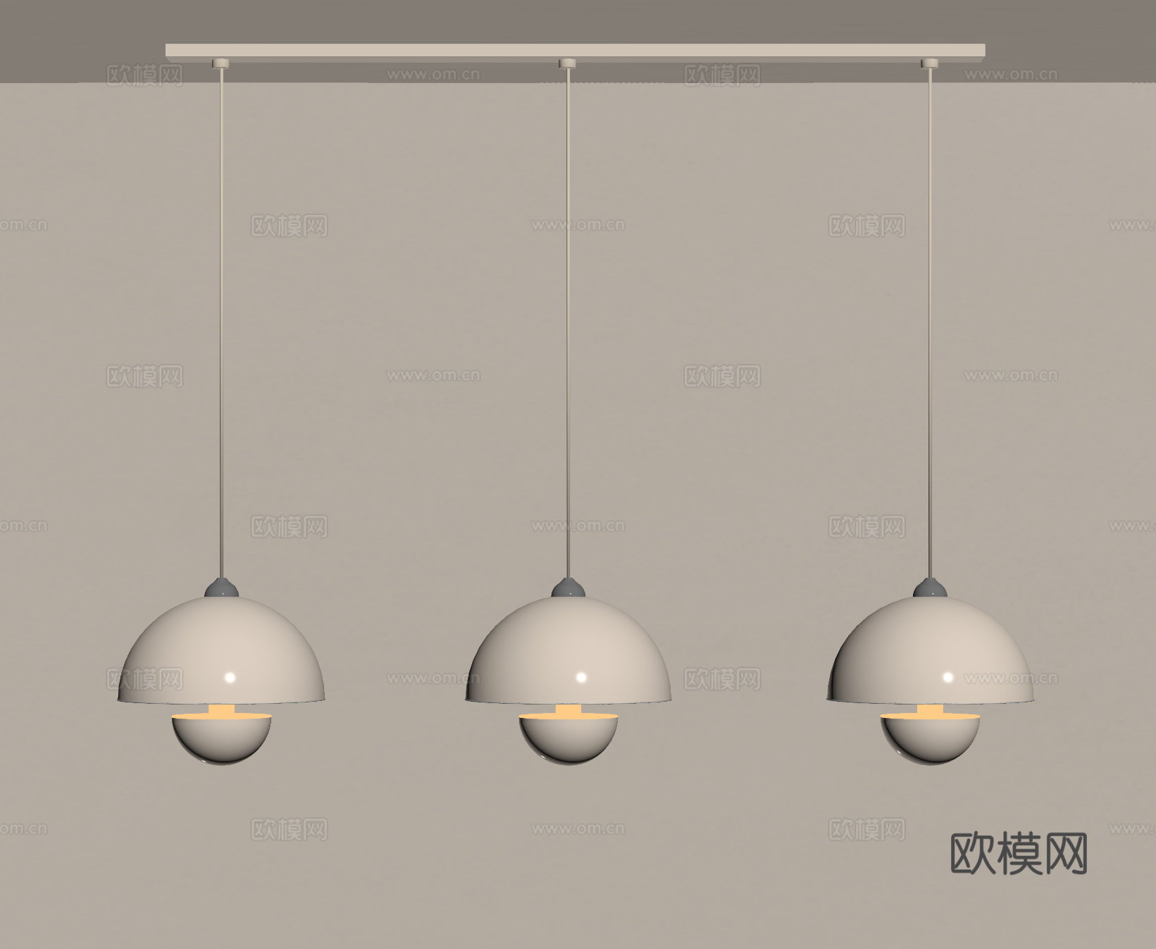 现代奶油餐厅吊灯su模型