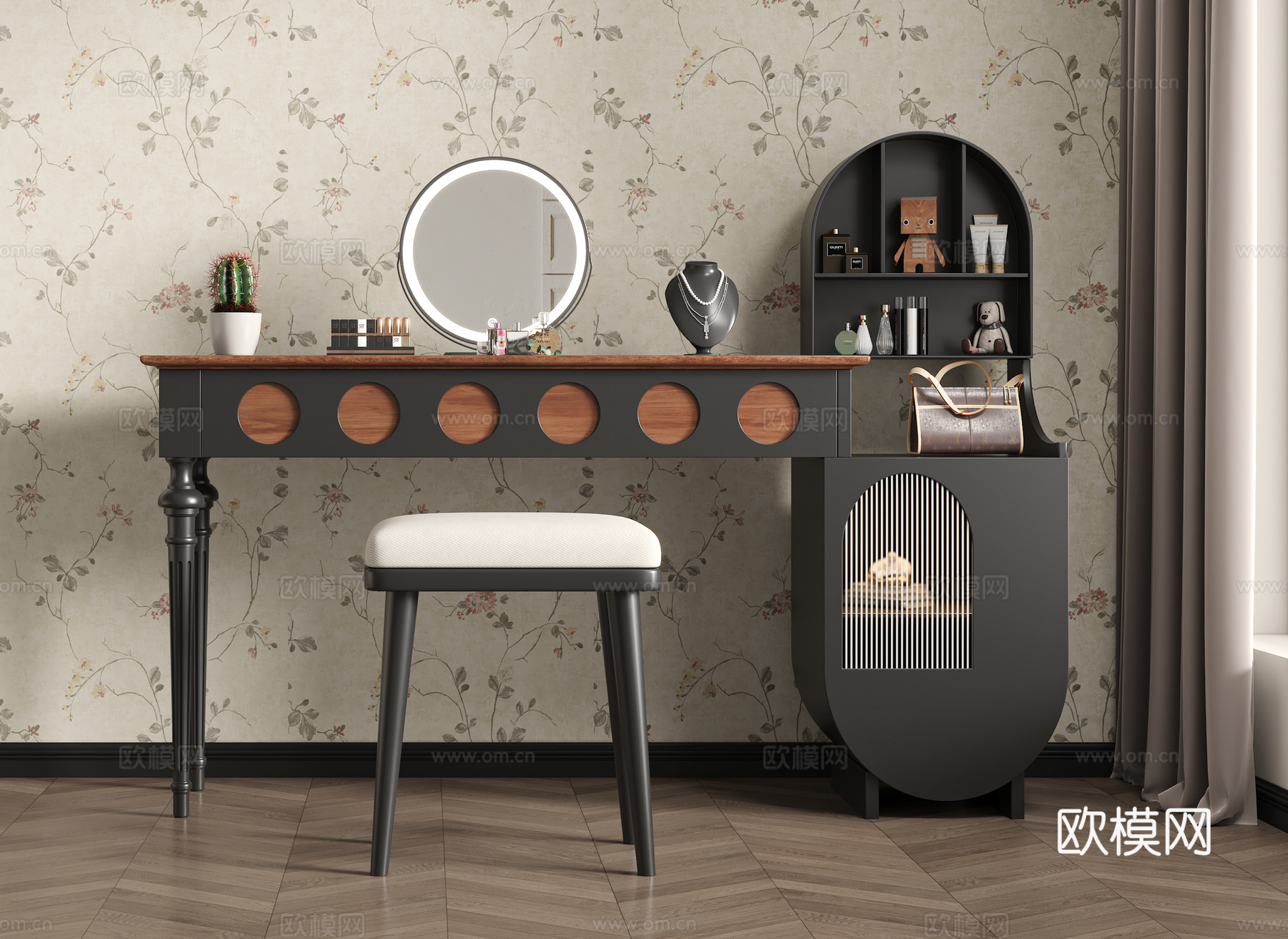 法式中古梳妆台su模型