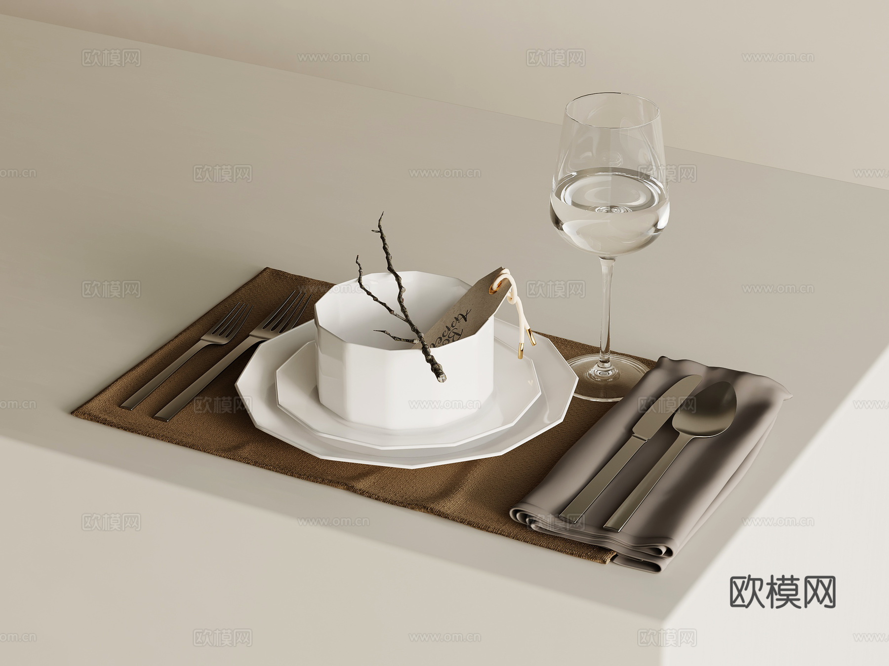 现代餐具su模型