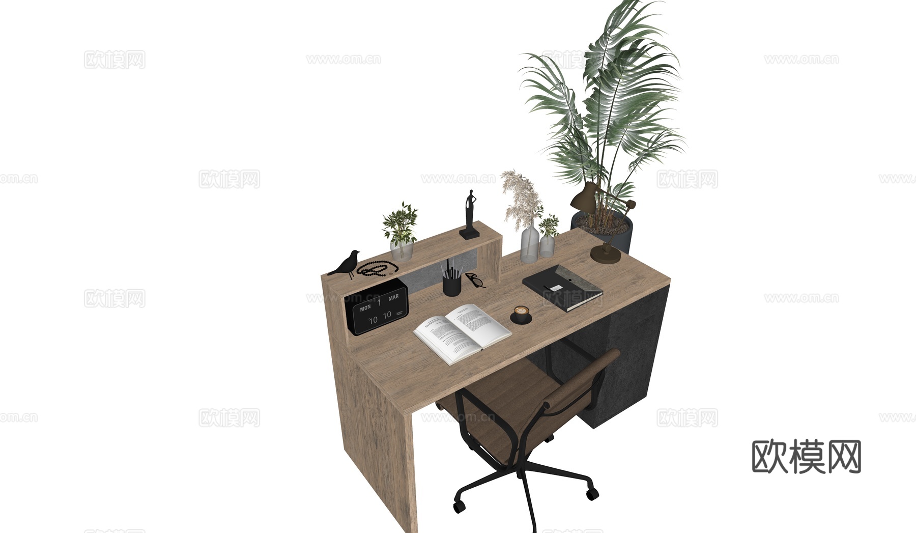 现代书桌椅组合su模型