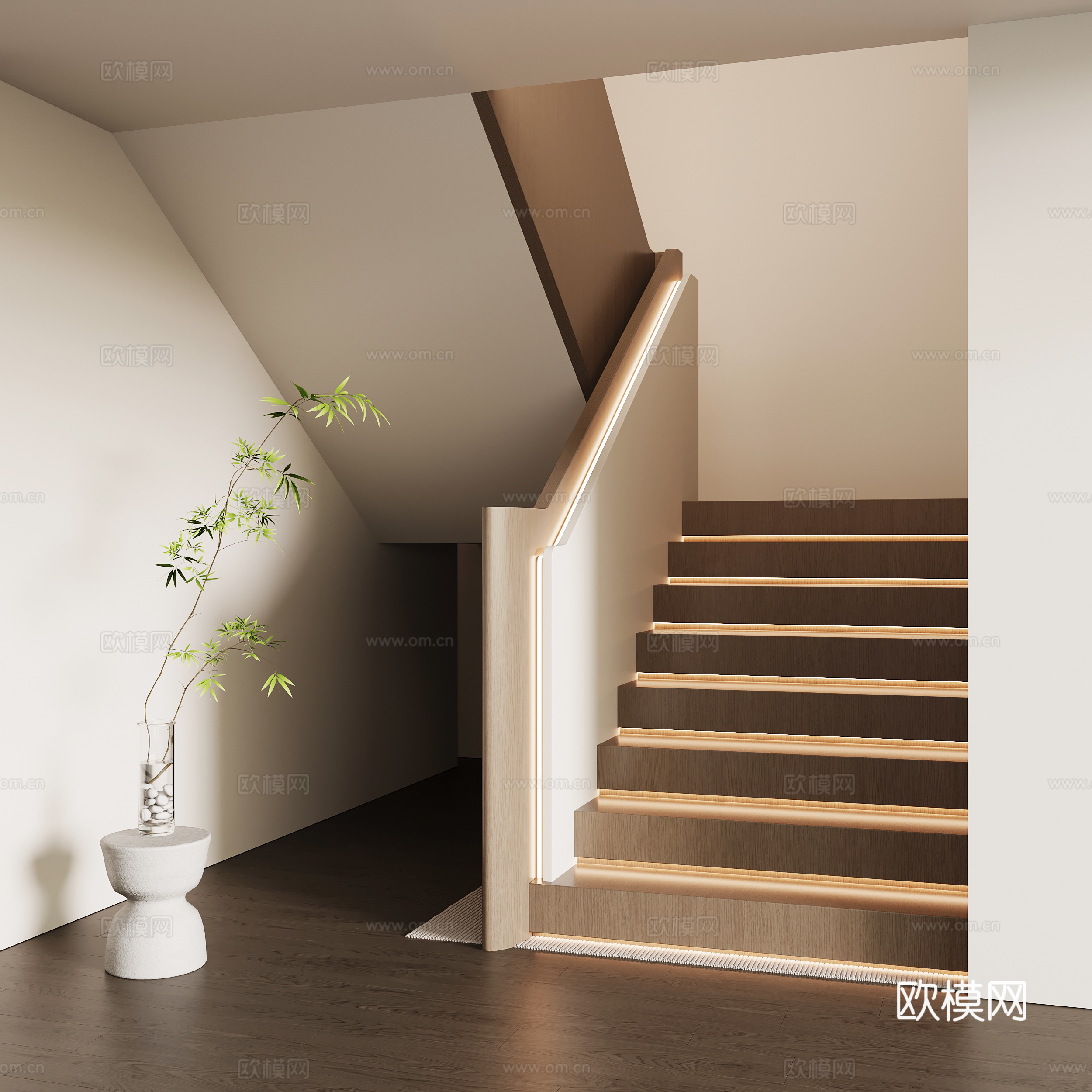 现代意式楼梯 楼梯间su模型
