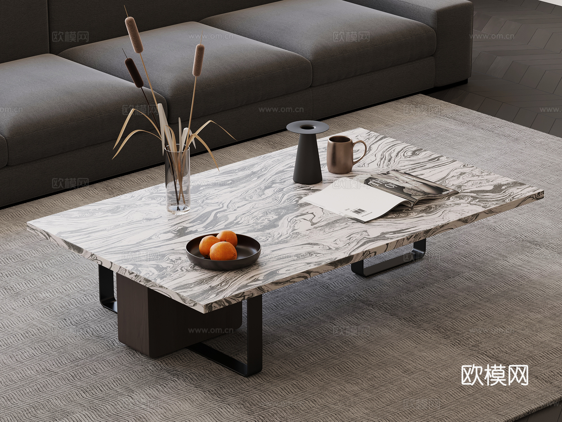 现代意式茶几su模型