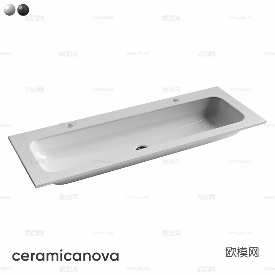 OM Grace矩形台面洗手盆（带双混水龙头）3d模型下载
