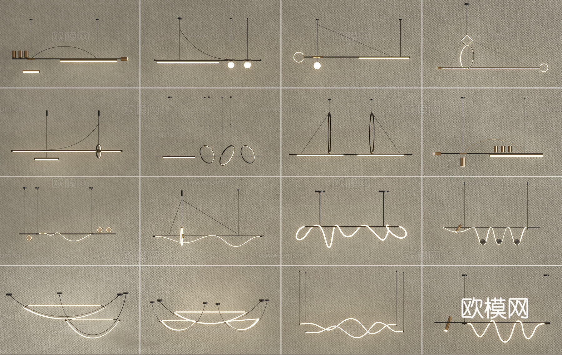现代吊灯组合su模型