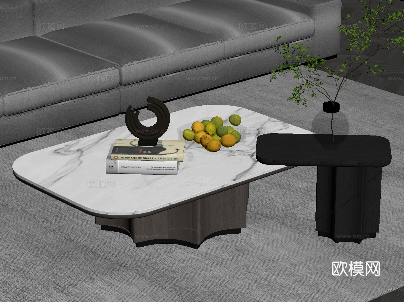 现代意式茶几 子母茶几su模型
