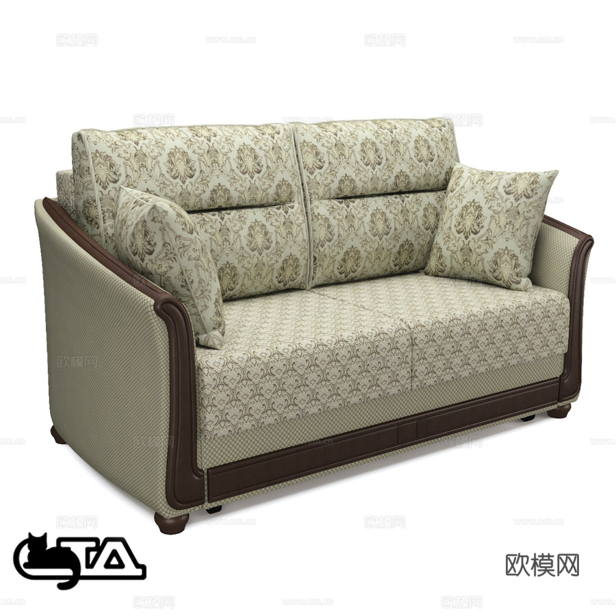 安娜沙发床。软垫家具厂出品3d模型