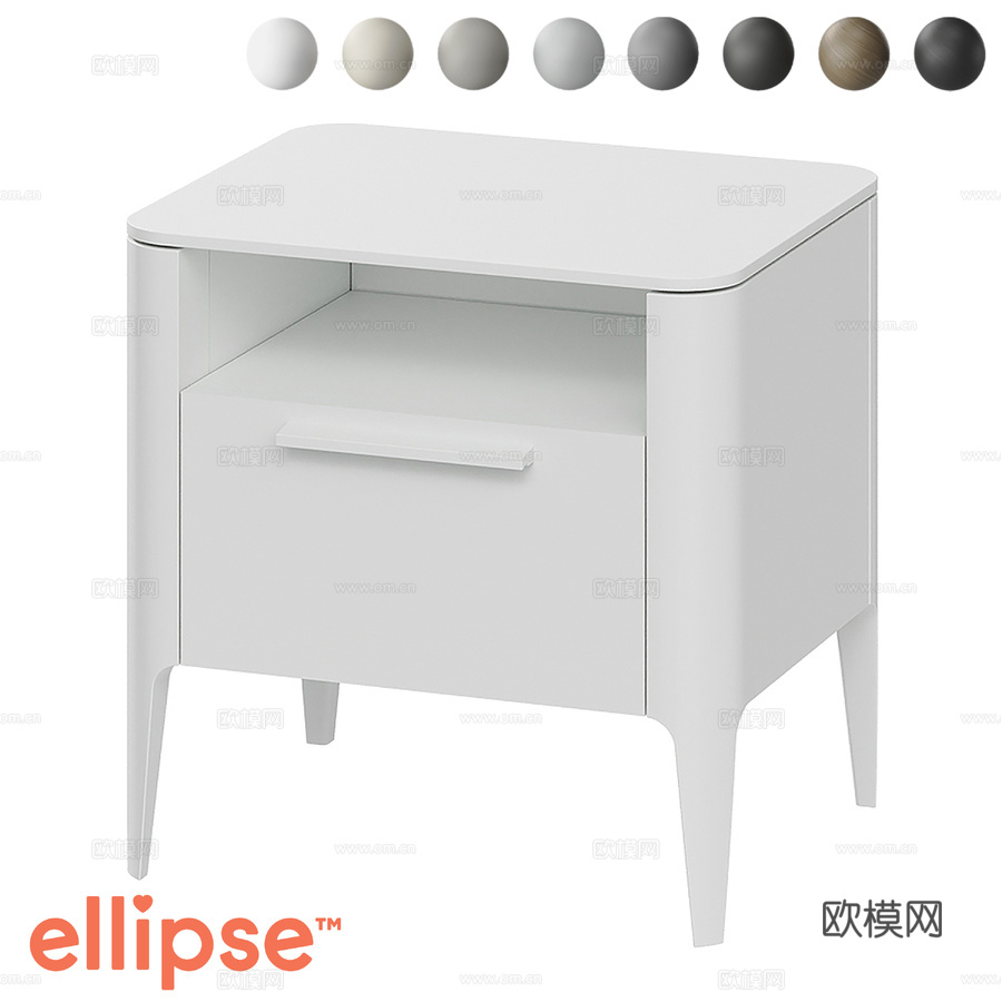 OM床头柜 1层架1抽屉款3d模型下载