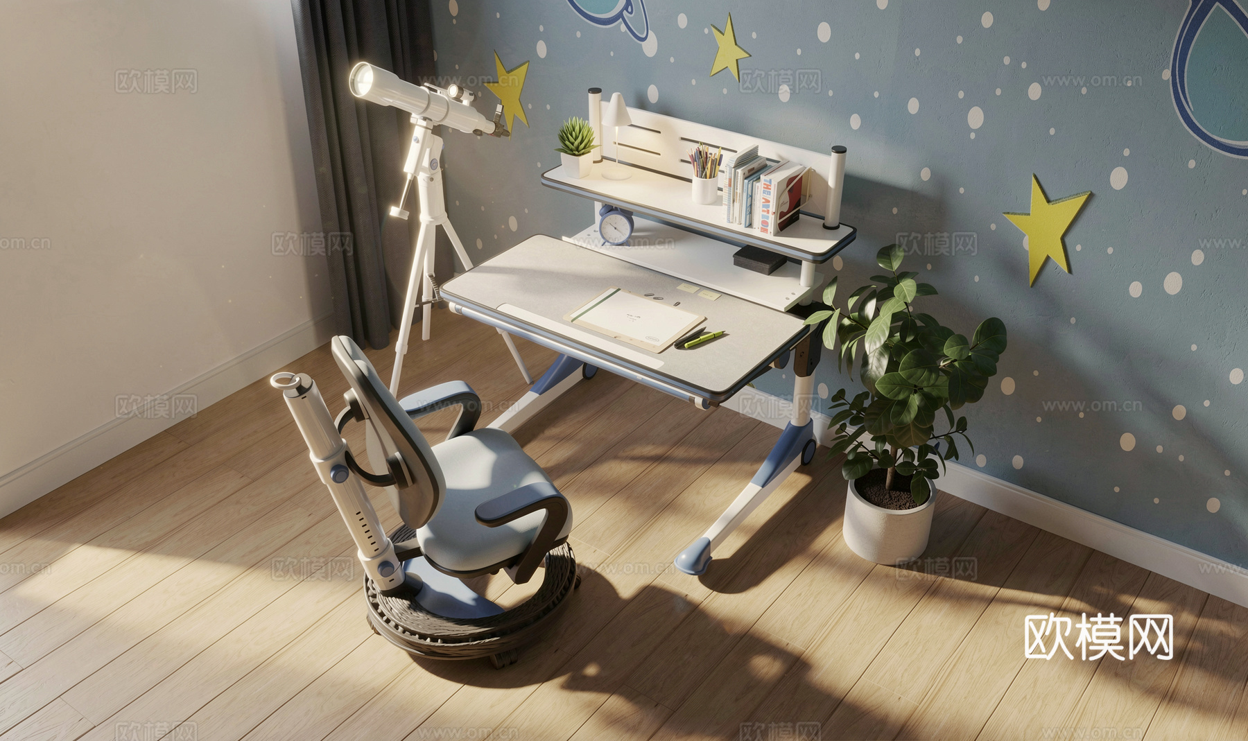 现代儿童书桌椅su模型