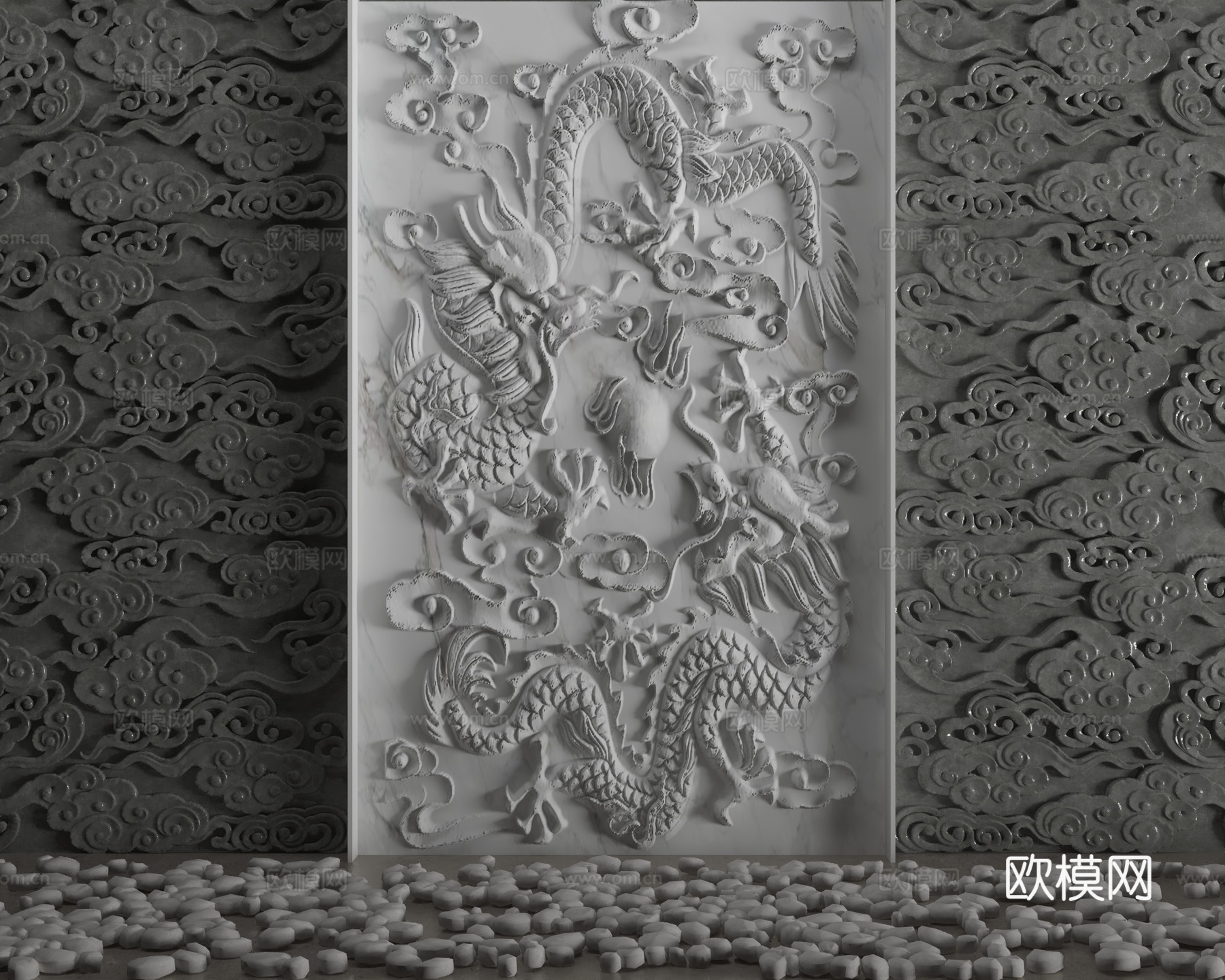 现代背景墙3d模型下载