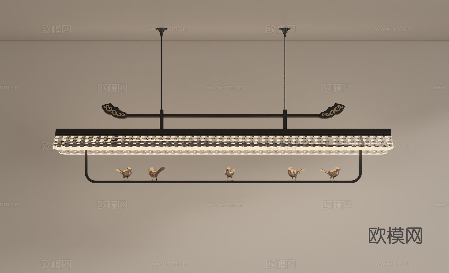 新中式餐厅吊灯 茶桌吊灯su模型