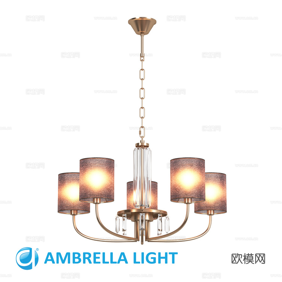 OM 吊灯带灯罩和水晶 LH71273d模型下载