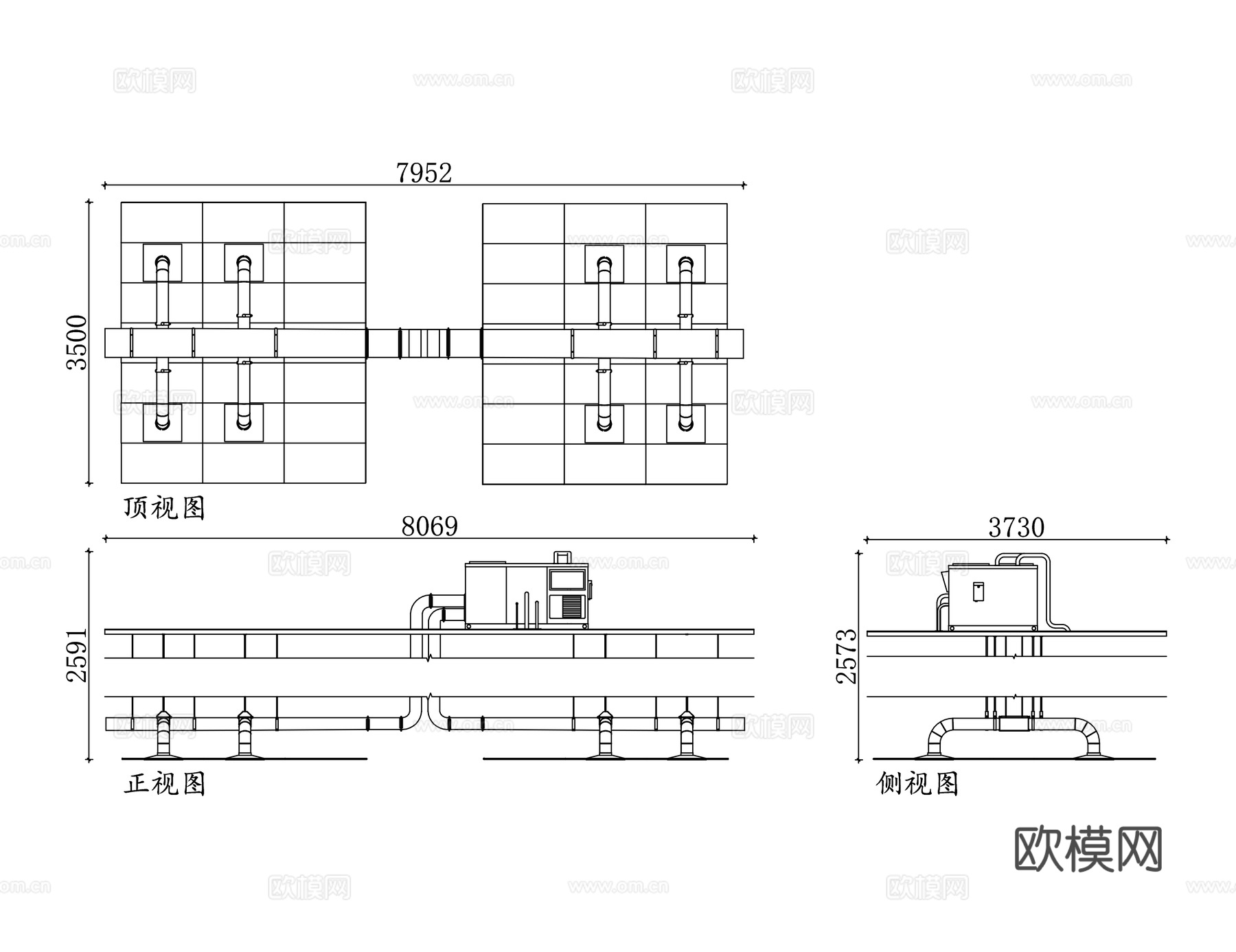 通风管道 空调风管 暖通风管 送风管道 空调管道cad施工图