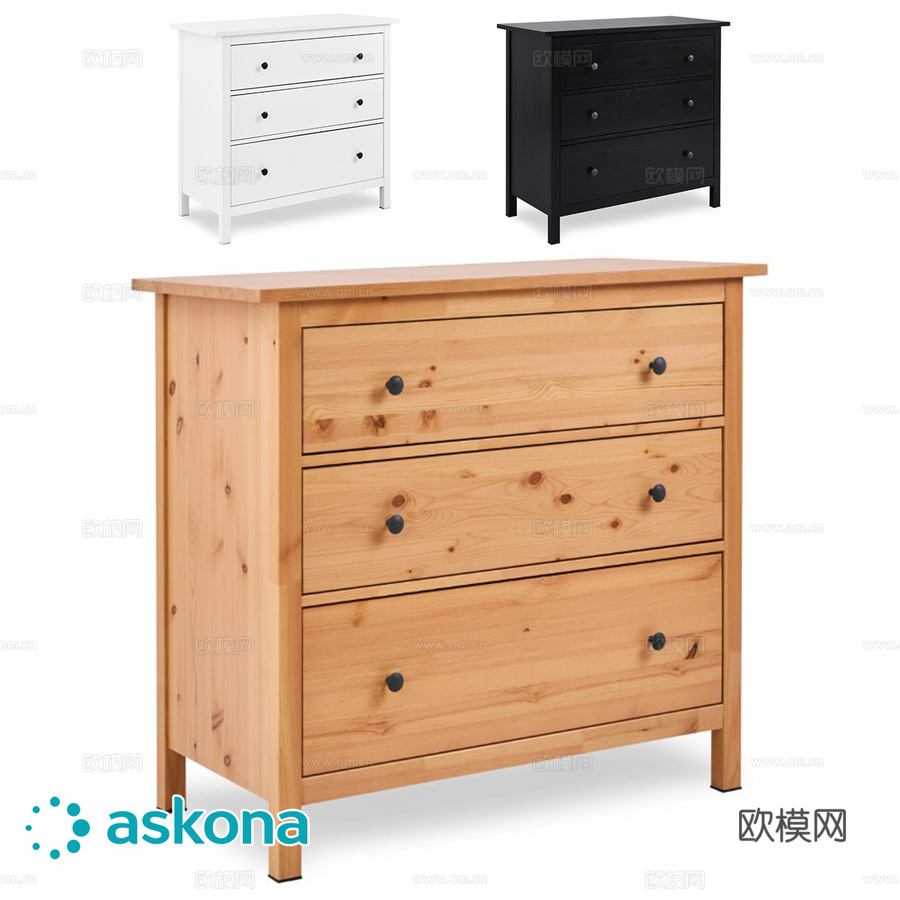 三抽屉三门柜 特雷克3d模型下载