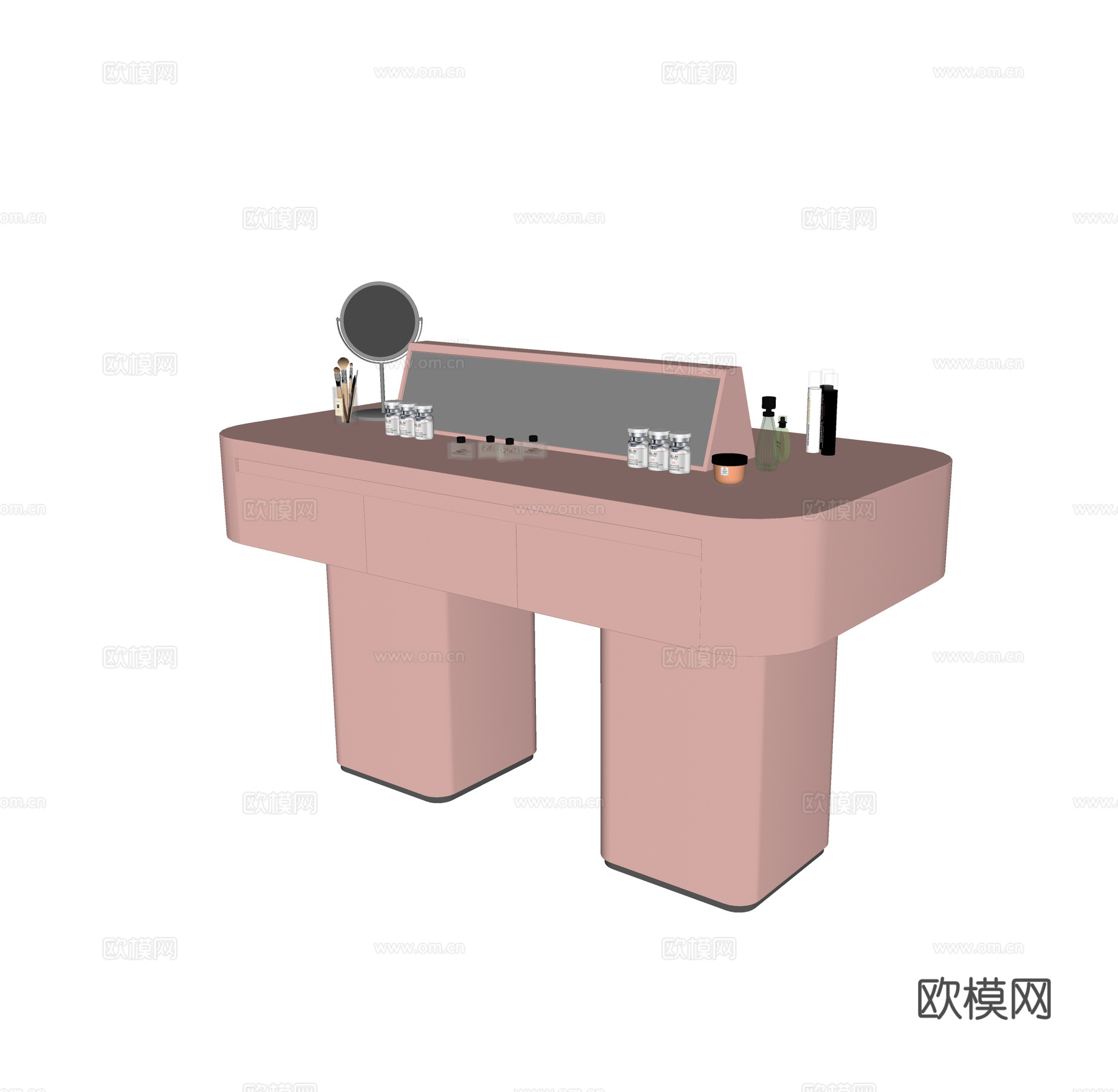 现代化妆品展柜 展台 化妆品 化妆台 梳妆台su模型